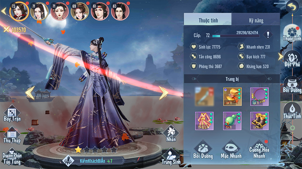 Hướng dẫn tăng sức mạnh trang bị Tỷ Muội Hoàng Cung