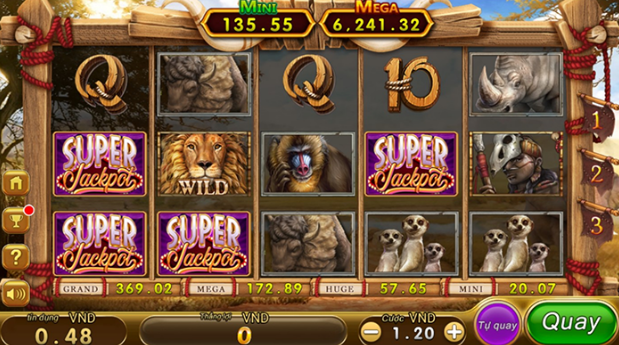 Cược 1 thắng 100 với slot game Vườn Thú Châu Phi