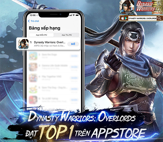 Dynasty Warriors: Overlords Top 1 BXH App Store, game thủ rộn ràng khoe “nhân phẩm” ngay ngày đầu ra mắt