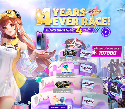 ZingSpeed Mobile chính thức tròn 4 tuổi, game thủ “chạy đua” nhận quà sinh nhật khủng