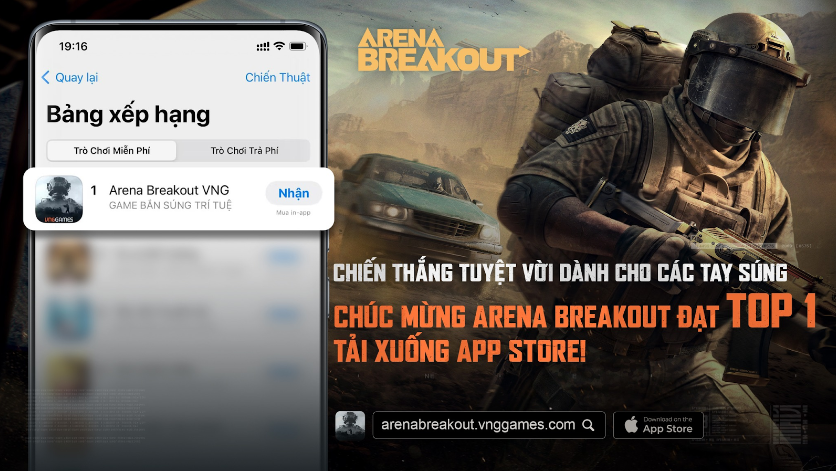 ARENA BREAKOUT CHIẾM LĨNH VỊ TRÍ TOP 1 TRÊN APP STORE KHI CHƯA ĐẦY 24 GIỜ RA MẮT 