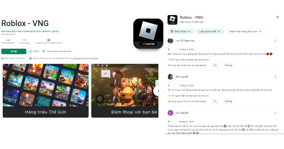 Roblox VNG “gánh” làn sóng đánh giá 1 sao vì chính sách xác thực mới