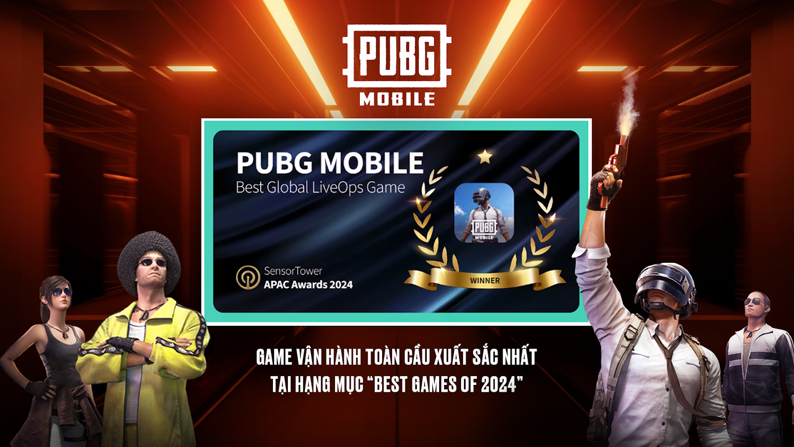 PUBG MOBILE CHIẾN THẮNG GIẢI THƯỞNG QUỐC TẾ SENSOR TOWER APAC AWARDS