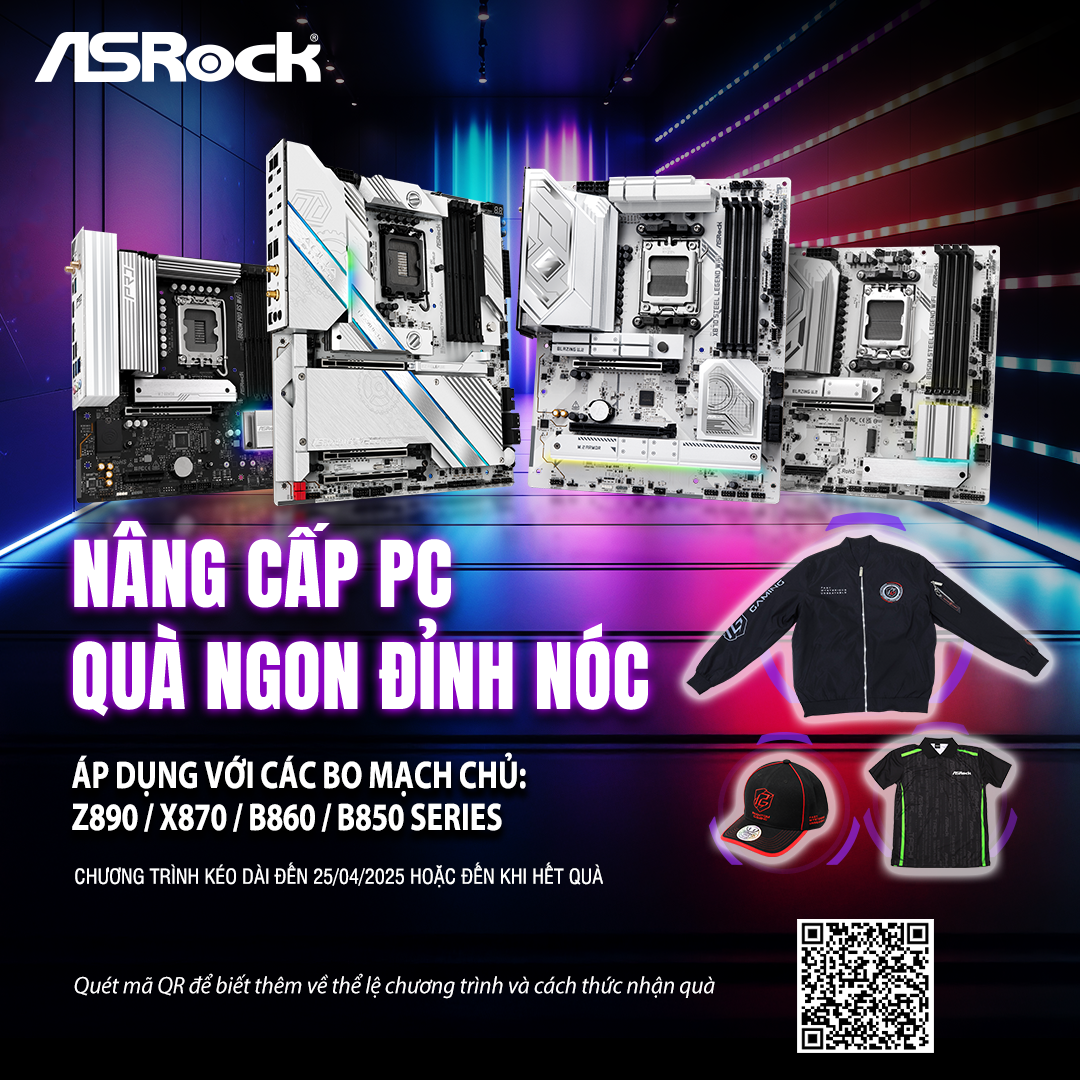 ASRock Ra Mắt Chương Trình Khuyến Mãi “Nâng Cấp PC, Quà Ngon Đỉnh Nóc” – Tặng Quà Hấp Dẫn Khi Mua Bo Mạch Chủ Mới Nhất