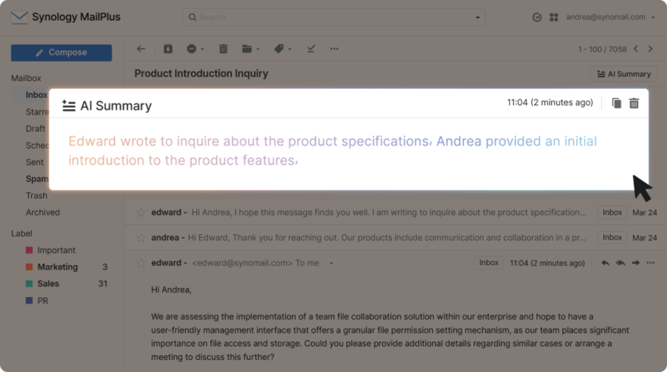 Synology ra mắt bản nâng cấp AI cho Office Suite, tăng cường năng suất và bảo mật trên đám mây riêng