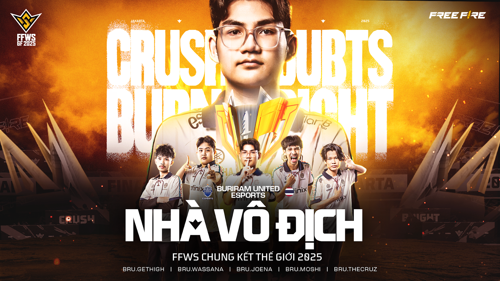 Đội Tuyển Buriram United Esports Của Thái Lan Chính Thức Trở Thành Nhà Vô Địch Free Fire Thế Giới