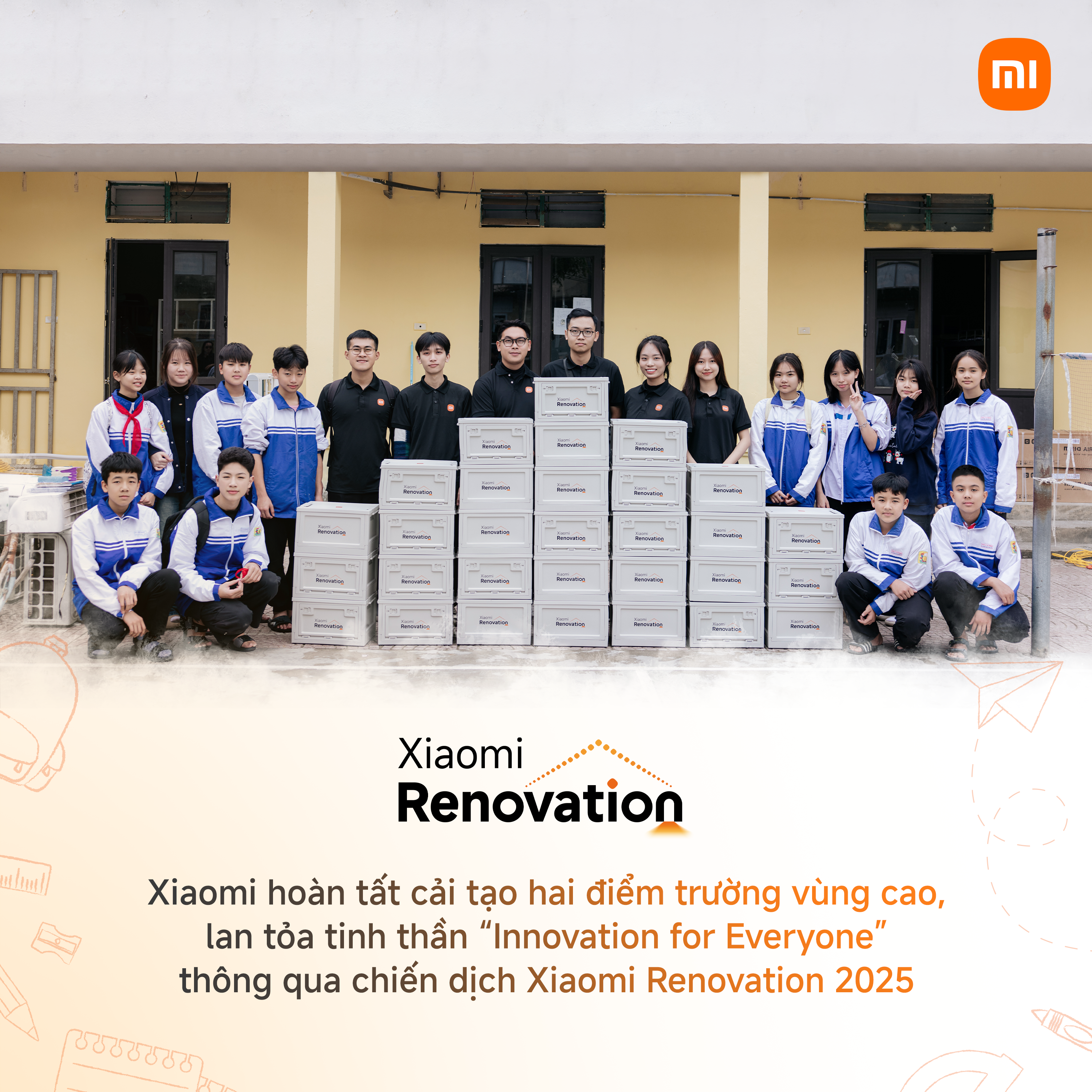 Xiaomi hoàn tất cải tạo điểm trường vùng cao tại Tuyên Quang và Thái Nguyên, lan tỏa tinh thần “Innovation for Everyone” thông qua chiến dịch Xiaomi Renovation 2025