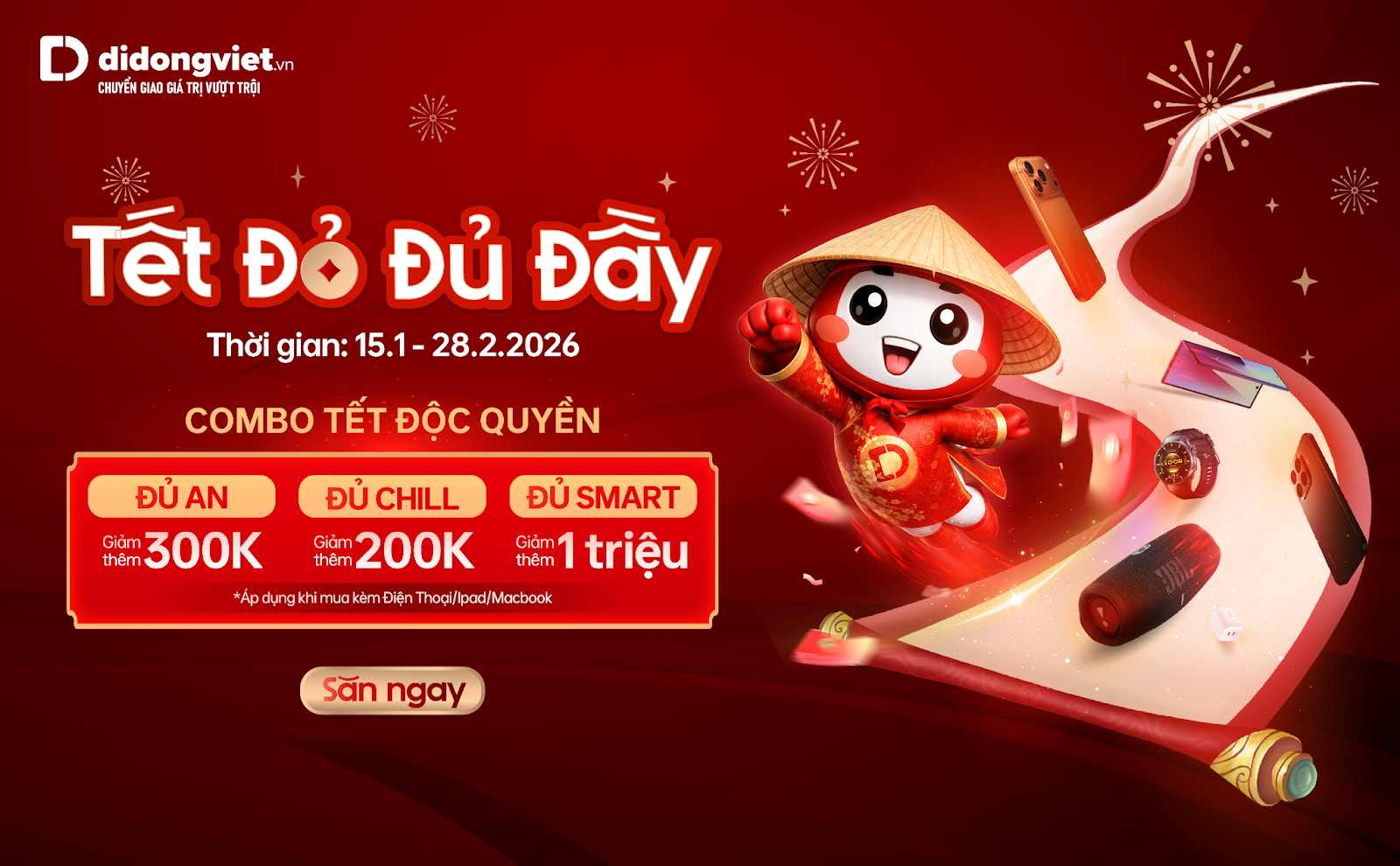 Sắm Tết tại Di Động Việt: iPhone 17 Pro Max, MacBook M4 và Samsung Galaxy S25 Ultra giảm đến 1 triệu đồng