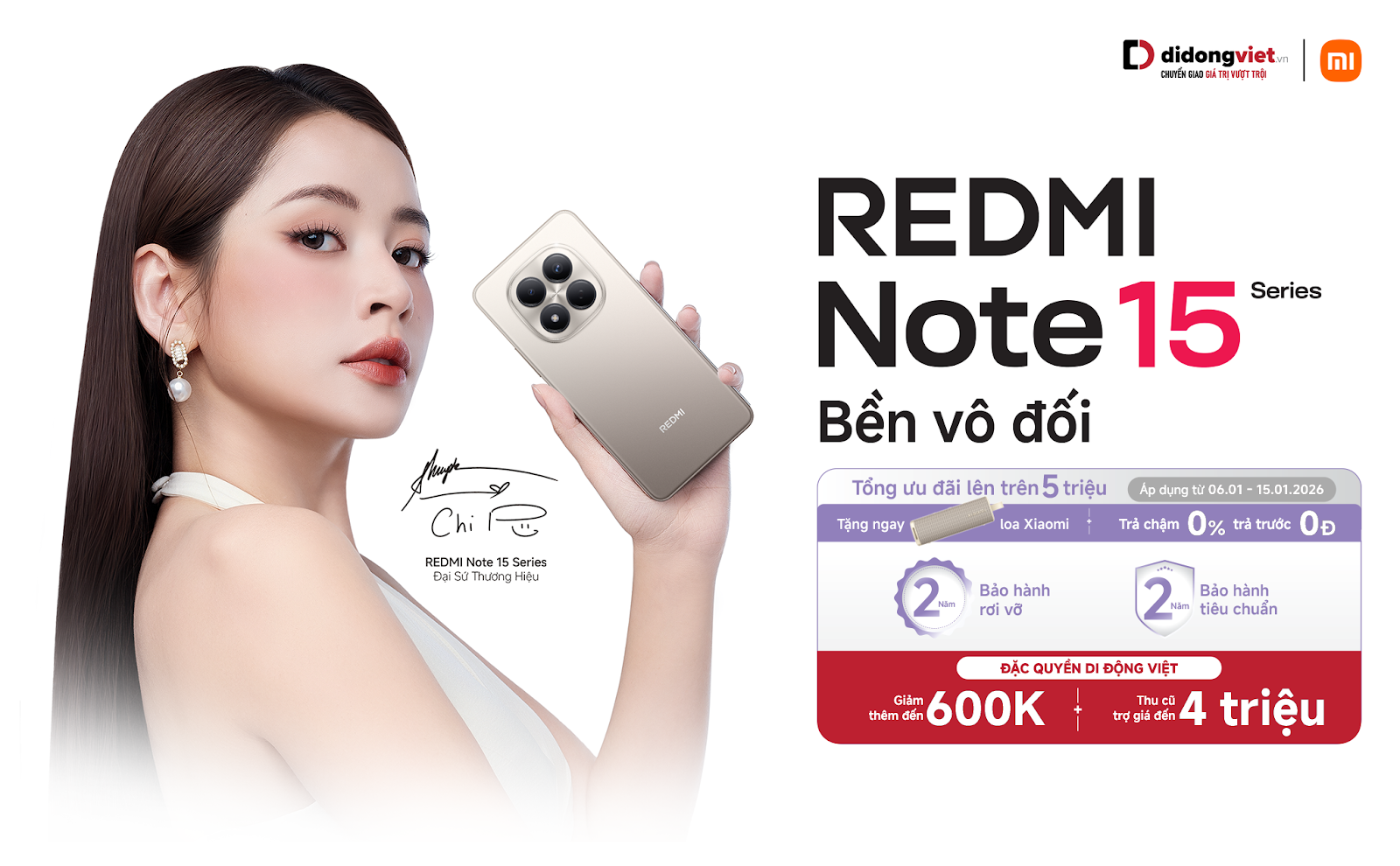 Mua ngay Redmi Note 15 series tại Di Động Việt với loạt đặc quyền riêng biệt
