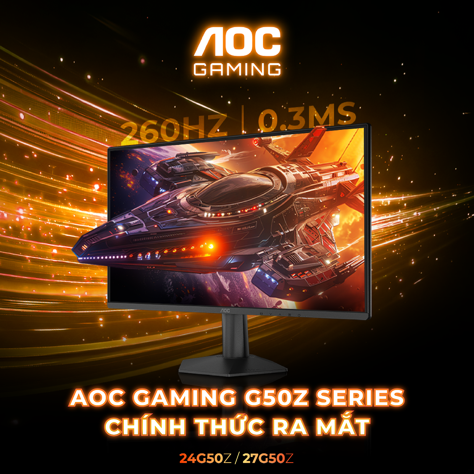 AOC Gaming  24G50Z và 27G50Z – Bộ đôi màn hình 260Hz “khuấy đảo” thị trường màn hình gaming giá rẻ với mức giá chỉ từ 2790K